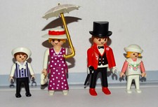 PLAYMOBIL IDEAL COMPLEMENT MAISON VICTORIENNE - COUPLE + ENFANT EQUIPES 1900