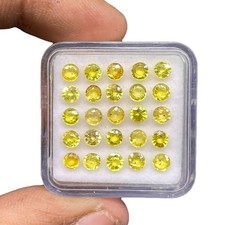 8 Pcs Saphir Jaune Canari Naturel De Sri Lanka 3,3 Mm Taille Ronde Gemmes Libres
