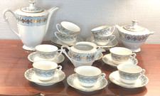 SERVICE  A CAFE  LIMOGES  Décor Bleu et Dorure  Porcelaine Vintage