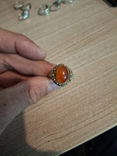 Bague Argent Filigrane Avec Ambre ? Taille Reglable De 58 Plus De 66 Poids 7,25
