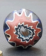 Perle pate de verre ancien Afrique chevron Murano  31 mm Rosetta 7 layers beads