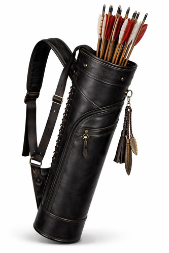 Black leather archery quiver - ,