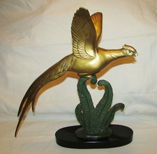 GRANDE STATUE ART-DECO OISEAU REGULE PATINE