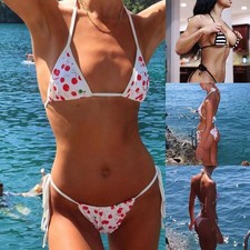 Maillot de bain bikini été chaud pour femme avec bretelles et motif rayures