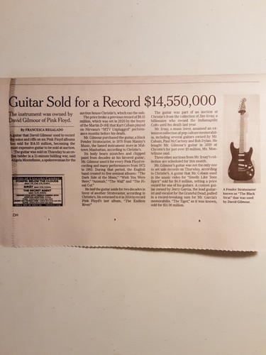 David gilmour guitar sold - sold,