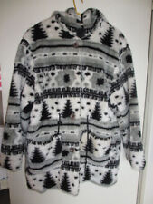 VESTE/MANTEAU À CAPUCHE FOURRUR SYNTHÉTIQUE IMPRIMÉ NOËL DOUBLÉE SATIN TAILLE 44