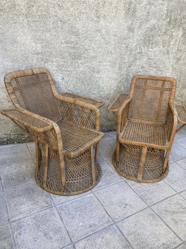 Paire fauteuils rotin - paire,