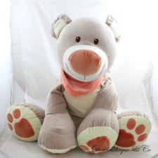 Grande peluche XXL Pol ours NATTOU Pol & Jade beige bandana 60 cm