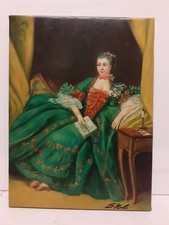 Peinture Huile Sur Toile Portrait Dama Noble Italien 30x40CM Avec Châssis