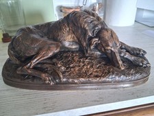 Chien Lévrier couché en Bronze signé Cayrard 19ème