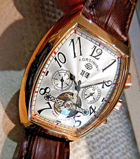 ANCIENNE Mtr TONNEAU FORSINING AUTOMATIQUE TOURBILLON,DATE JOUR MOIS,VUE AR,TBF
