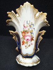 Ancien vase de mariée Porcelaine de Paris, décor floral peint main - XIXème 17cm