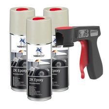 2K Apprêt Époxy Peinture Remplisseur Apprêt Spray Mat Beige 3x 400ml + PG