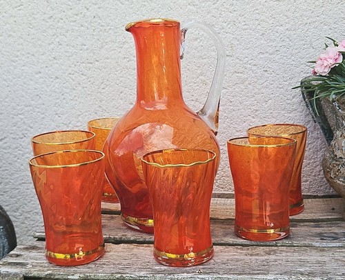Ancien service verres - +, carafe