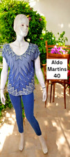 Aldo Martins Taille 40 ? pull manches courtes bleu gris femme coton mélangé