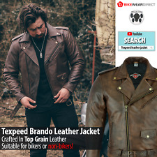 Veste De Moto En Cuir Brando Marlon Biker Avec Protection D'Armure CE