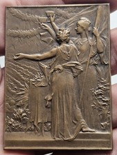 VERNON ( F. ) Banquet des maires aux Tuileries , 1900 Paris , médaille en bronze