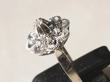 BELLE BAGUE DE Fiançailles ANCIENNE en OR BLANC 18K 750 avec 9 DIAMANTS / T.54