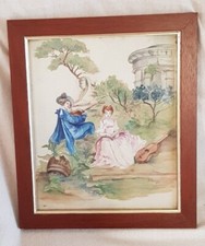 Aquarelle gouachée ? romantique couple musiciens amoureux guitare théatre opéra