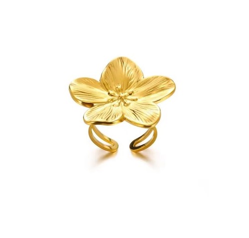 Bague réglable fleur acier