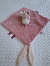 Doudou plat licorne  rose Beige Nattou Lili Jade et Nina coeur gris Brodé Tbe