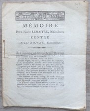 Factum: Mémoire pour Pierre Lemaitre contre André Boisne, Signé Jarry - Oct 1805