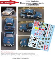 DECALS 1/18 REF 0116 CITROEN GS LAURENT RALLYE MONTE CARLO 1975 WRC RALLY