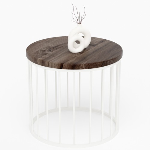 Table basse ronde bois métal