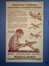 Publicité avant guerre MECCANO Boites "Constructeur d'Avions" ORIGINAL NON COPIE
