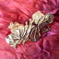 Broche Ancienne Laiton Doré bague tête vélo art nouveau 60x27mm