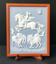 TABLEAU PLAQUE PORCELAINE BARBOTINE LIMOGES RAYNAUD  HT 40.5 CM ALLEGORIE