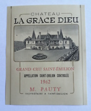 ÉTIQUETTE CHATEAU  LA GRACE DIEU  1962