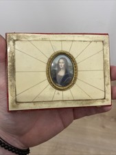 Belle Miniature La JOCONDE Peint Cadre Ancien Objet Vitrine Tableau Peinture