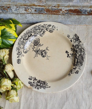 1 ANCIENNE ASSIETTE PLATE TERRE DE FER ANEMONE L.BERTRAND BORDEAUX