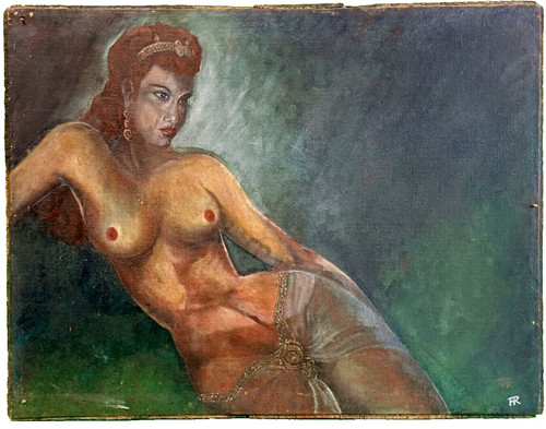 Huile sur toile nue - sur, femme
