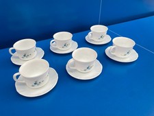 6 Grande Tasses a café + Soucoupe Modèle Veronica Myosotis Arcopal Vintage NEUVE