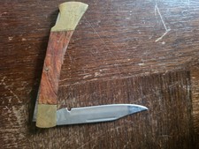 ANCIEN COUTEAU PLIANT POCHE CANIF ROSTFREI BOIS LAITON