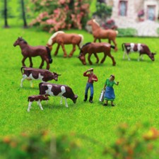36pcs échelle HO 1:87 Modèles d'Animaux de la Ferme Peint (Vache Cheval Berger)