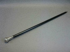 Ancienne baguette canne bâton de marche en bois style poignée tête design...