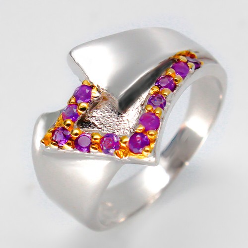 Bague argent améthyste - en,
