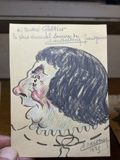 Dessin Ancien Caricature D’illustrateur Signature À Identifier 