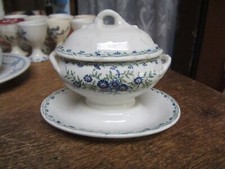 magnifique ancien moutardier,en faience de sarreguemines,marguerites,parfait