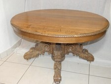 Guéridon Table de salle à manger à rallonges en chêne blond Napoléon III