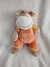 Doudou vache salopette  orange
