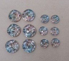 Lot de 12 Boutons anciens en verre - Mercerie vintage