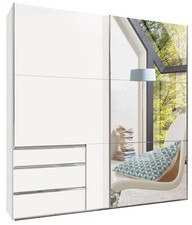 Armoire À Portes Coulissantes Level 250x65x236cm 2 Portes Blanche Miroir
