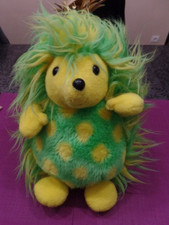 GS / doudou peluche hérisson jaune vert AJENA 40cm vintage