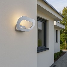 Helestra Lampe Murale LED D'extérieur Tori 44 Argent Chromé 8,4W Chaud 3000K