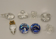 -8 SUJETS MINIATURES CRISTAL à FACETTES CHOUETTE TELEVISION COQUILLAGE Etc . D