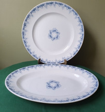 Faïence ancienne XIX ème KG Luneville "Bordure" 2 Grands Plats -  espriantik31